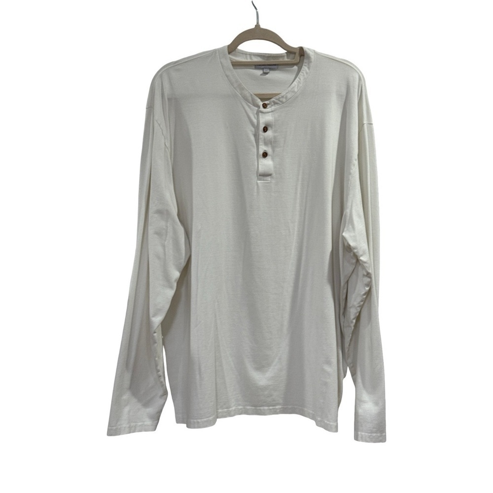 Peter Millar Cream Long Sleeve Henley Shirt